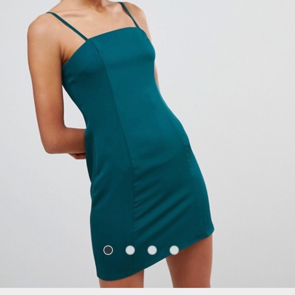 Boohoo Square Neck Bodycon Mini Dress in Blue